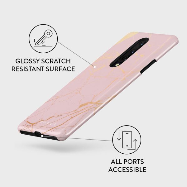 Peachy Gold - Pink Marble OnePlus 8 Case For Sale - Image 3