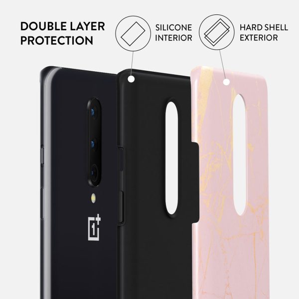 Peachy Gold - Pink Marble OnePlus 8 Case For Sale - Image 2