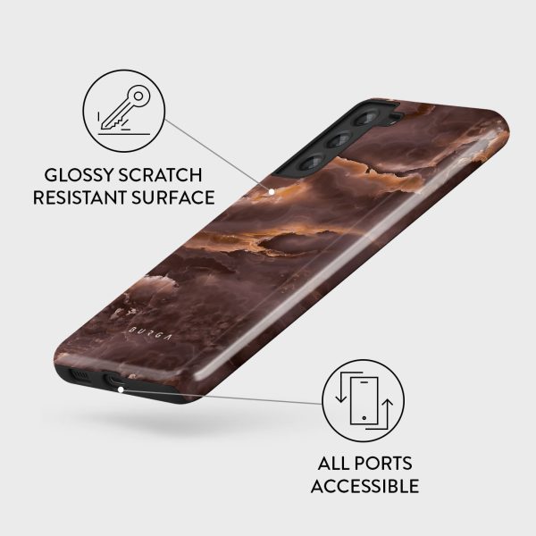 Fire Wood - Brown Marble Samsung Galaxy S21 FE Case Cheap - Image 3