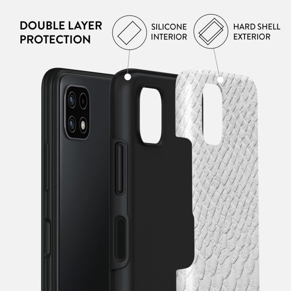 Glacial Desert - White Snakeskin Samsung Galaxy A22 5G Case For Sale - Image 2